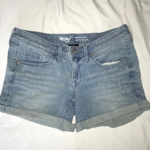 Mid-Rise Light-wash Denim Shorts
